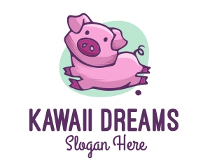 Cute Pink Pig logo design