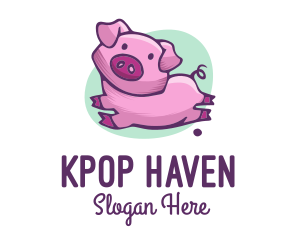 Cute Pink Pig logo design