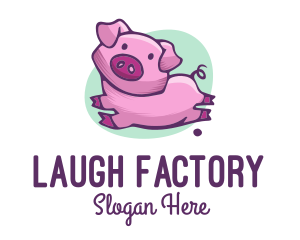 Cute Pink Pig logo design