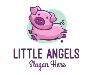 Cute Pink Pig logo design