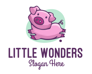 Cute Pink Pig logo design