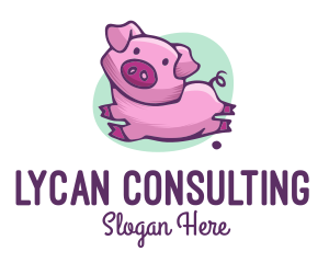 Cute Pink Pig logo design