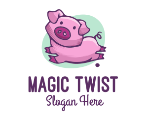 Cute Pink Pig logo design