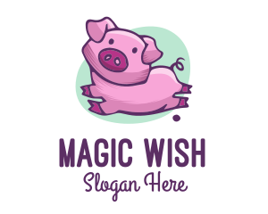 Cute Pink Pig logo design