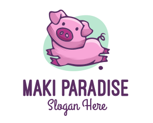 Cute Pink Pig logo design