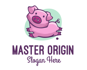 Cute Pink Pig logo design