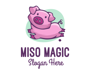 Cute Pink Pig logo design