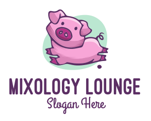 Cute Pink Pig logo design