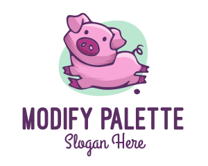 Cute Pink Pig logo design