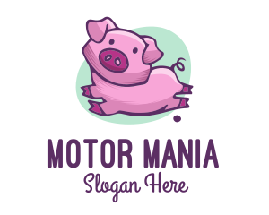 Cute Pink Pig logo design