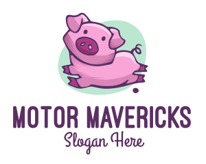 Cute Pink Pig logo design