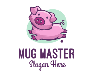 Cute Pink Pig logo design