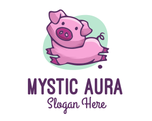 Cute Pink Pig logo design