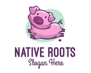 Cute Pink Pig logo design