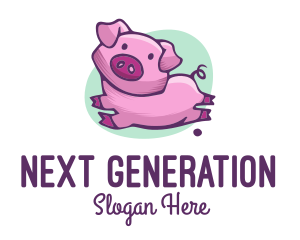 Cute Pink Pig logo design