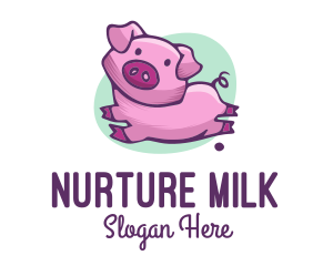 Cute Pink Pig logo design