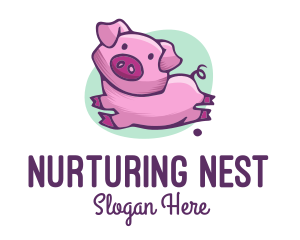 Cute Pink Pig logo design