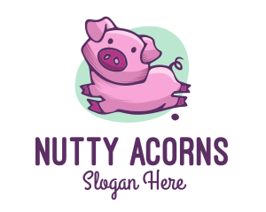 Cute Pink Pig logo design