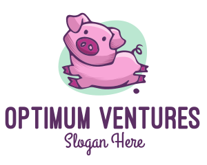 Cute Pink Pig logo design