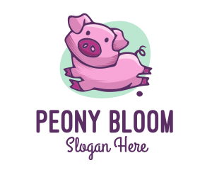 Cute Pink Pig logo design