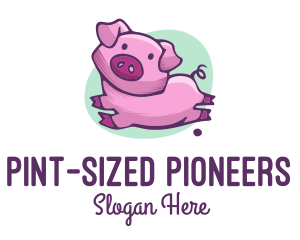 Cute Pink Pig logo design