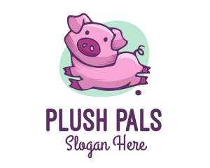 Cute Pink Pig logo design