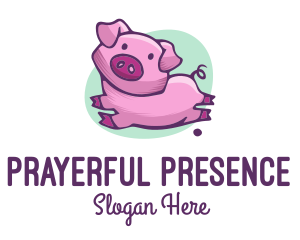 Cute Pink Pig logo design