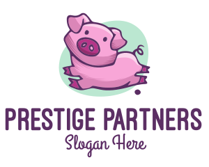 Cute Pink Pig logo design