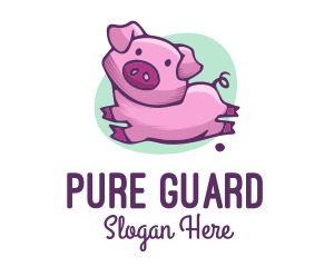 Cute Pink Pig logo design