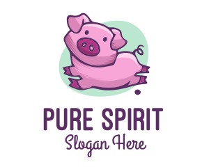 Cute Pink Pig logo design