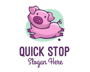 Cute Pink Pig logo design