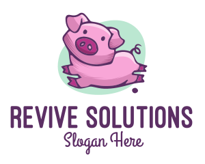 Cute Pink Pig logo design