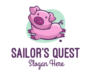 Cute Pink Pig logo design