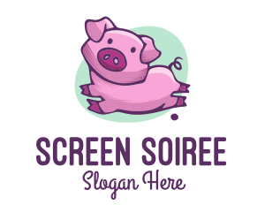 Cute Pink Pig logo design