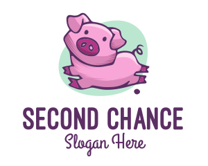 Cute Pink Pig logo design