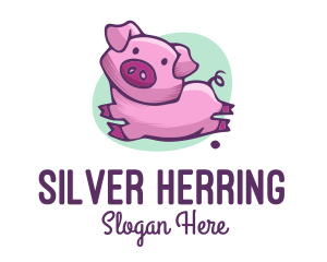 Cute Pink Pig logo design