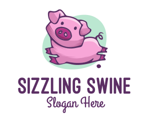 Cute Pink Pig logo design