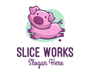 Cute Pink Pig logo design