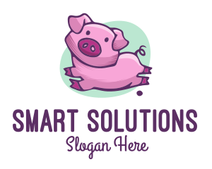 Cute Pink Pig logo design