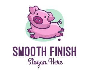 Cute Pink Pig logo design