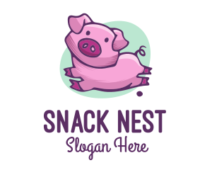 Cute Pink Pig logo design