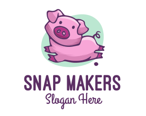 Cute Pink Pig logo design