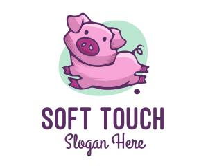 Cute Pink Pig logo design