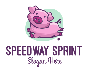 Cute Pink Pig logo design