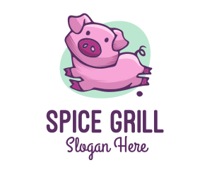 Cute Pink Pig logo design