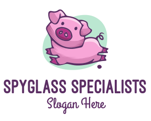 Cute Pink Pig logo design