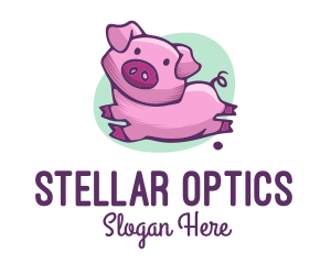 Cute Pink Pig logo design