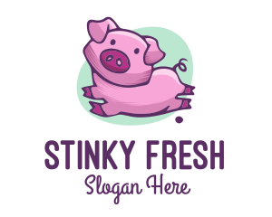 Cute Pink Pig logo design