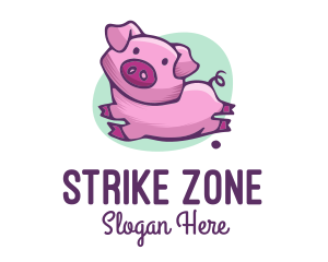 Cute Pink Pig logo design