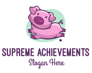 Cute Pink Pig logo design